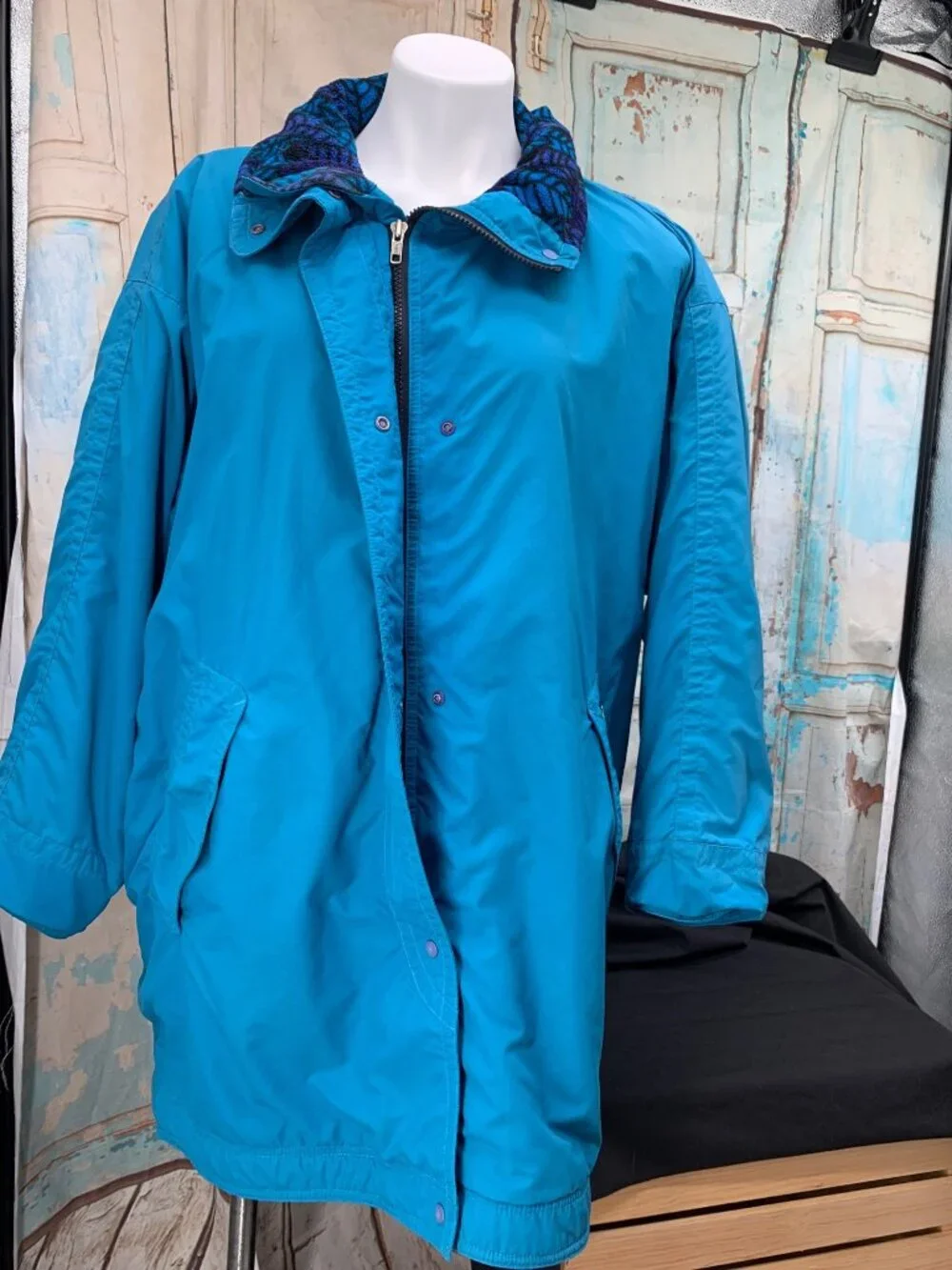 Patagonia Reversible Blue Jacket With Fleece Lining Snap & Zip Closure Size XL